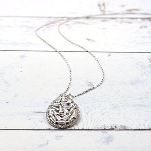 PEAR PENDANT WITH WHITE BAGUETTE CUT CZ NECKLACE